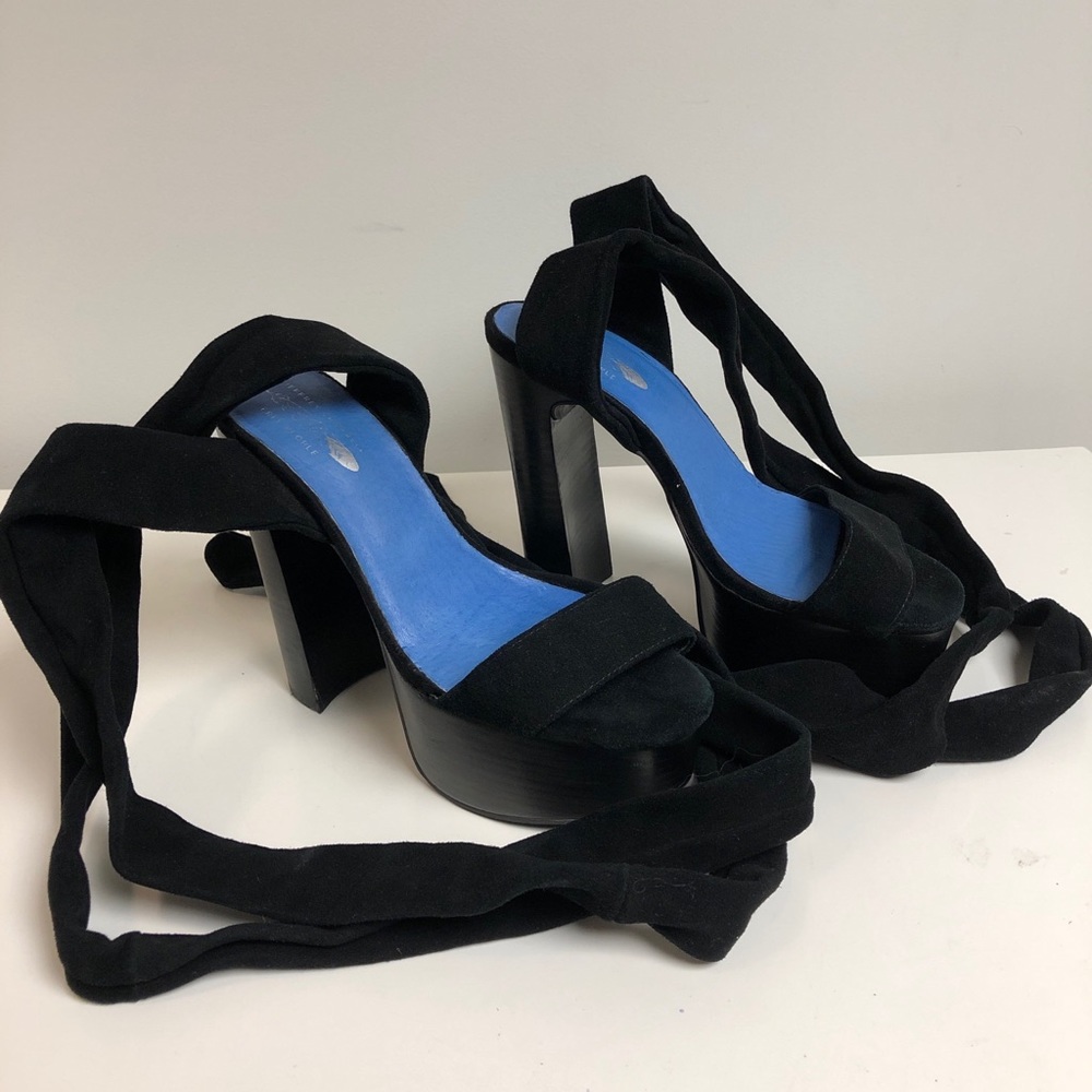 Jeffrey Campbell black velvet lace up heel